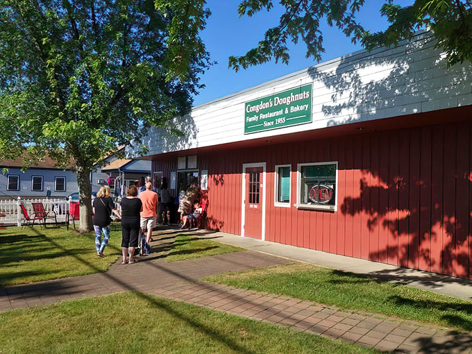 A red barn of delights! Congdon's isn't horsing around when it comes to doughnuts – they're the mane event here.