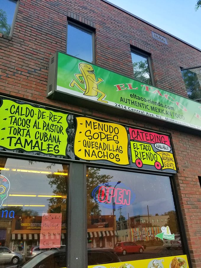 Laughter's on the menu at El Taco Riendo! This vibrant taqueria serves up street food so good, you'll be grinning wider than the Cheshire Cat. Photo credit: Sarah W.