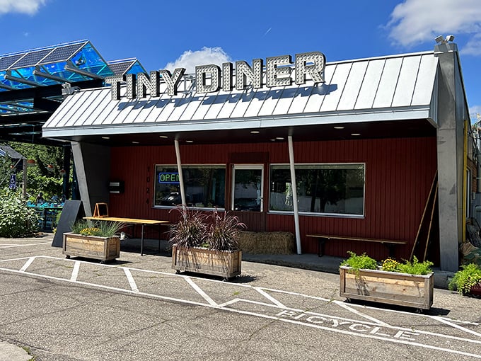 Who says you can't save the planet while indulging in comfort food? Tiny Diner's solar panels are working as hard as their grill.