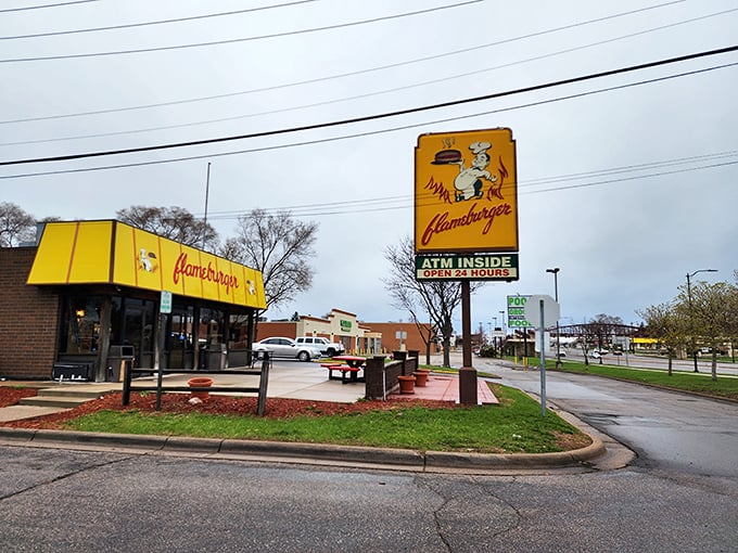 No judgement, just juicy burgers at Flameburger. Their grill has been sizzling non-stop since bell-bottoms were in fashion.