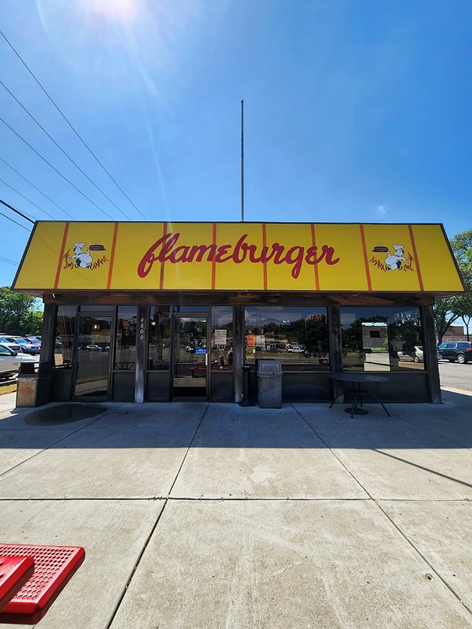 Flameburger: Where night owls and early birds flock for flame-grilled perfection. Open 24/7 because hunger doesn't sleep.