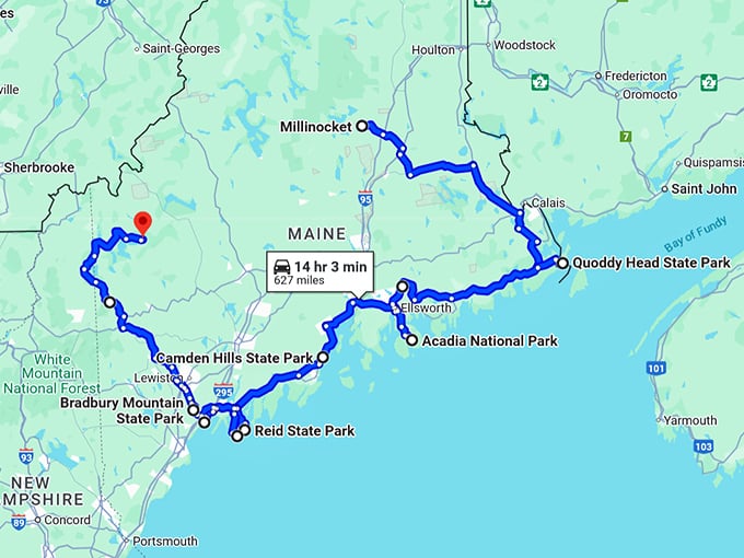 hidden maine hiking trails map