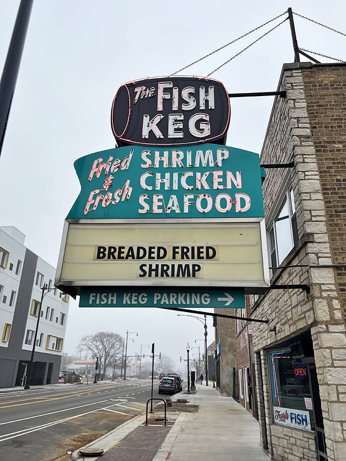 Step into fish fry heaven! The Fish Keg's unassuming exterior hides a world of mouthwatering delights waiting to be discovered.