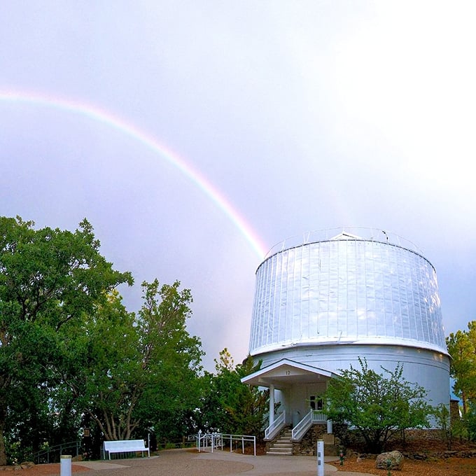 Rainbow meets science at Lowell Observatory. Even Mother Nature celebrates this historic site where Pluto was first spotted.