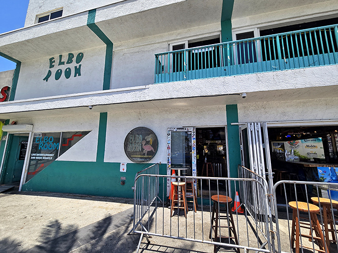 Step into the Elbo Room and travel back to a time when Elvis might shake sand from his blue suede shoes at the bar.