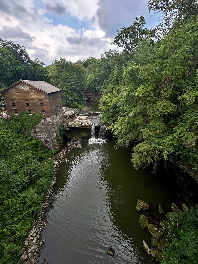 Put it in park and step back in time. Lanterman's Mill Falls is your pit stop to the past.