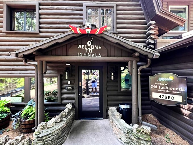 Ishnala: Where Paul Bunyan meets Gordon Ramsay. Log cabin charm with a side of lakeside luxury.