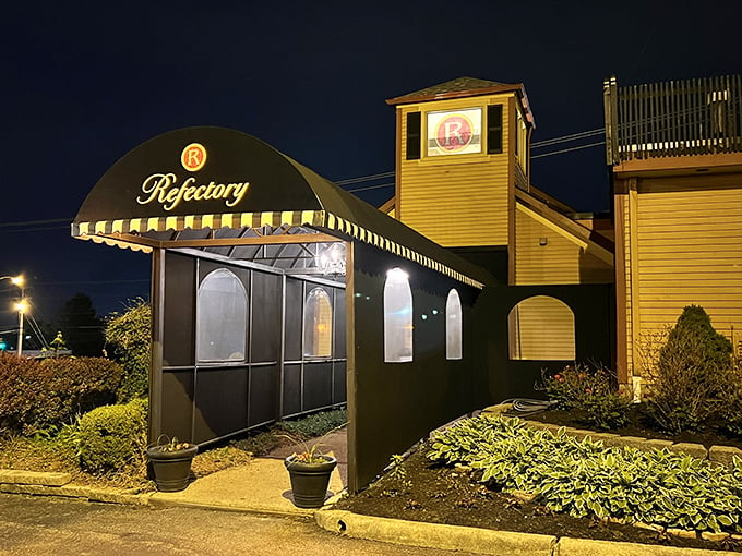 "Nighttime at The Refectory: It's not actually glowing, but after tasting their steaks, you might think you've seen the light."