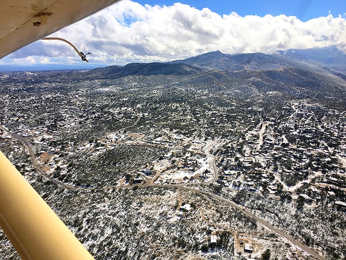 Oracle from above: A patchwork quilt of desert and civilization. Who knew Mother Nature was such a talented landscape artist?