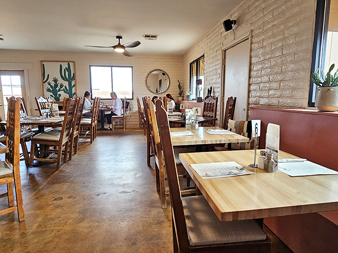 Step inside and feel the warmth. This isn't just a cafe; it's a southwestern hug with chairs and tables.