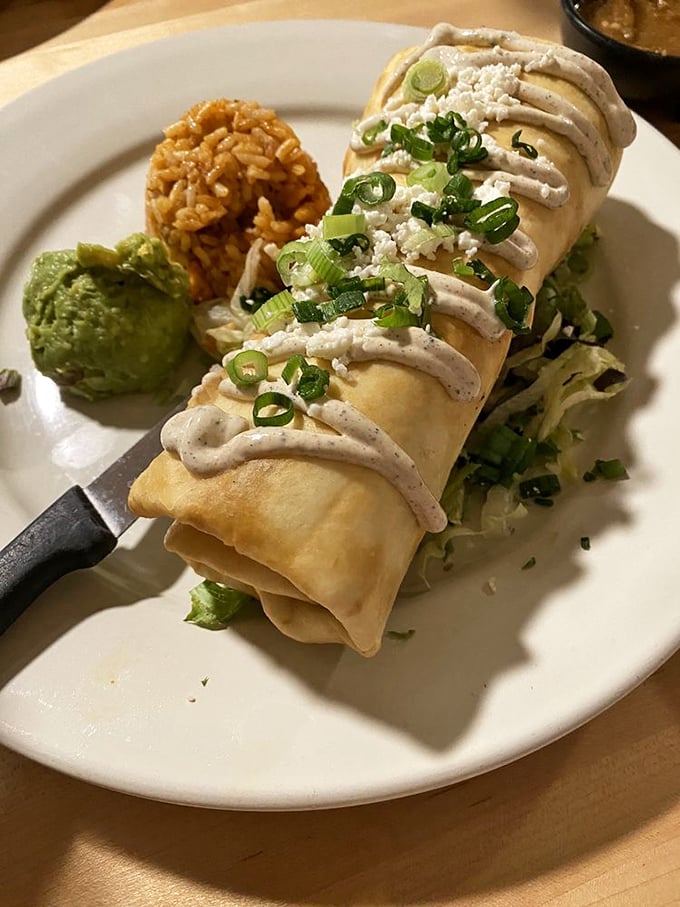 Behold, the chimichanga of your dreams! It's not just a meal; it's a work of art wrapped in a tortilla.