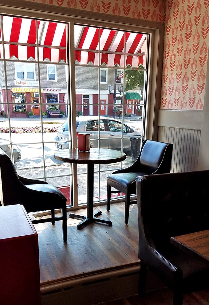 Window seat to happiness. Frosty's cozy nook is perfect for people-watching and donut-devouring in equal measure.