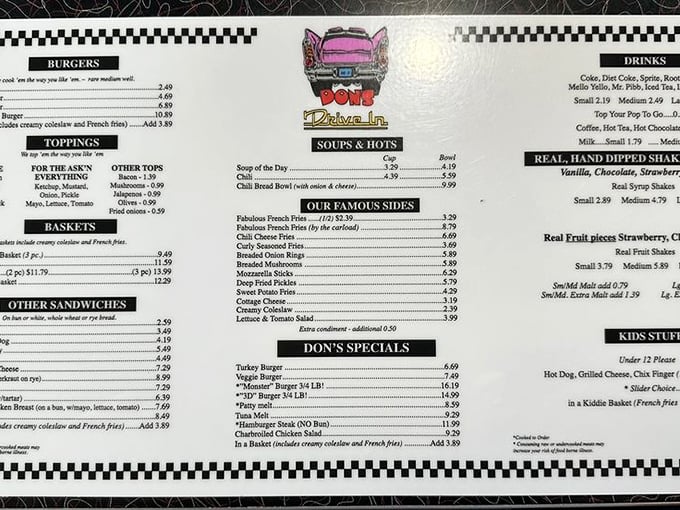 Decisions, decisions! Don's menu is a greatest hits album of diner classics. Pro tip: Everything pairs well with a side of nostalgia.