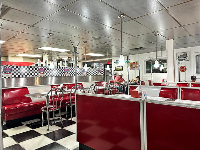 Step into a chrome-plated dream! Don's interior is a feast for the eyes, with red vinyl booths that practically beg you to slide in and stay awhile.