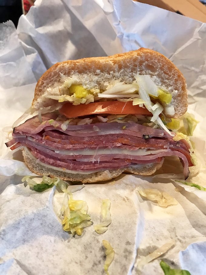 The two-fisted wonder! This sandwich demands both hands and your full attention. Napkins are not optional – they're a necessity.