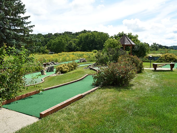 A golfer's panorama: Rolling greens, charming obstacles, and enough fresh air to make you forget about your day job entirely.