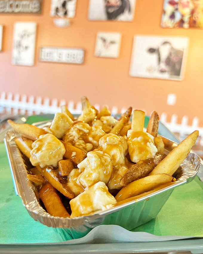 Poutine: Canada's gift to the world. These gravy-soaked fries and squeaky cheese curds are like a warm, comforting bear hug for your stomach.