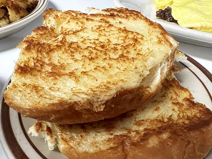 Golden-brown perfection! This homemade bread is toasted to such crispy excellence, it could make a baguette blush with envy.