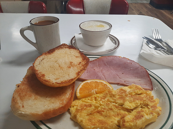 Rise and shine, flavor seekers! This classic breakfast spread is like a warm hug for your taste buds. Coffee included, smiles guaranteed.