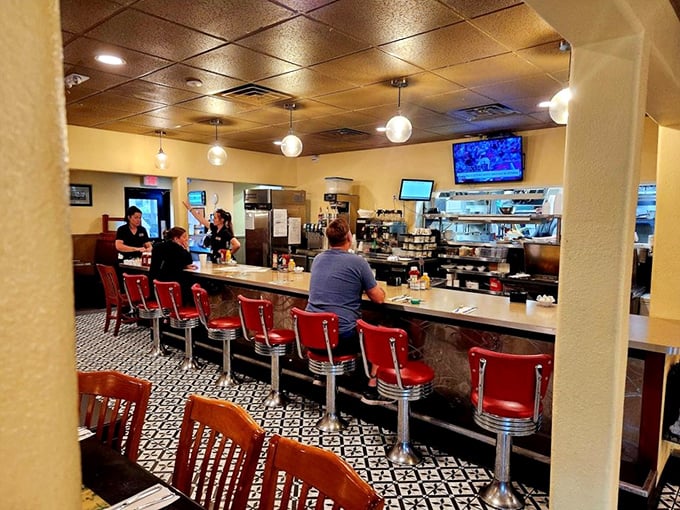 Pull up a chair at the counter of dreams. It's like front-row seats to the greatest show on earth – breakfast theater!