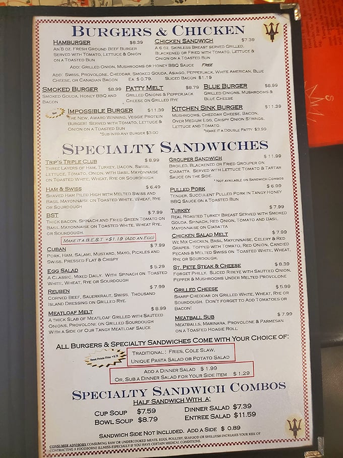 Decisions, decisions! This menu is like a greatest hits album of diner classics, with a few chart-topping surprises thrown in for good measure.