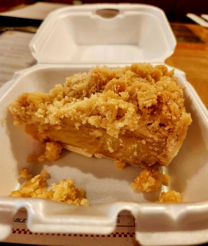 A slice of heaven in a to-go box. This apple pie is so good, it might make you forget about your diet... and possibly your name.