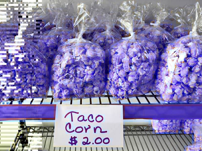 Taco-bout a twist! This purple popcorn is the snack equivalent of a luchador – colorful, bold, and unforgettable.