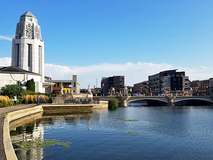 A stroll with soul: The riverside walk offers views so picturesque, you'll swear you've wandered into a Bob Ross painting.