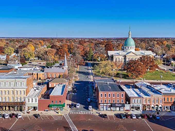 Bird's eye bliss! From up here, Carlinville looks like the perfect blend of Norman Rockwell charm and modern-day magic.