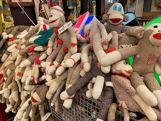 Sock monkey madness! These kitschy critters are having a reunion, and they're all vying to be your new best friend.