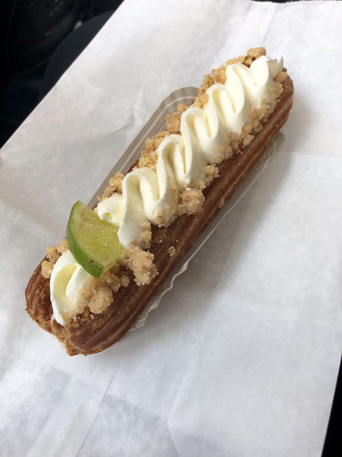 Key lime, you're sublime! This eclair is zestier than a Florida retiree's wardrobe and twice as delightful.