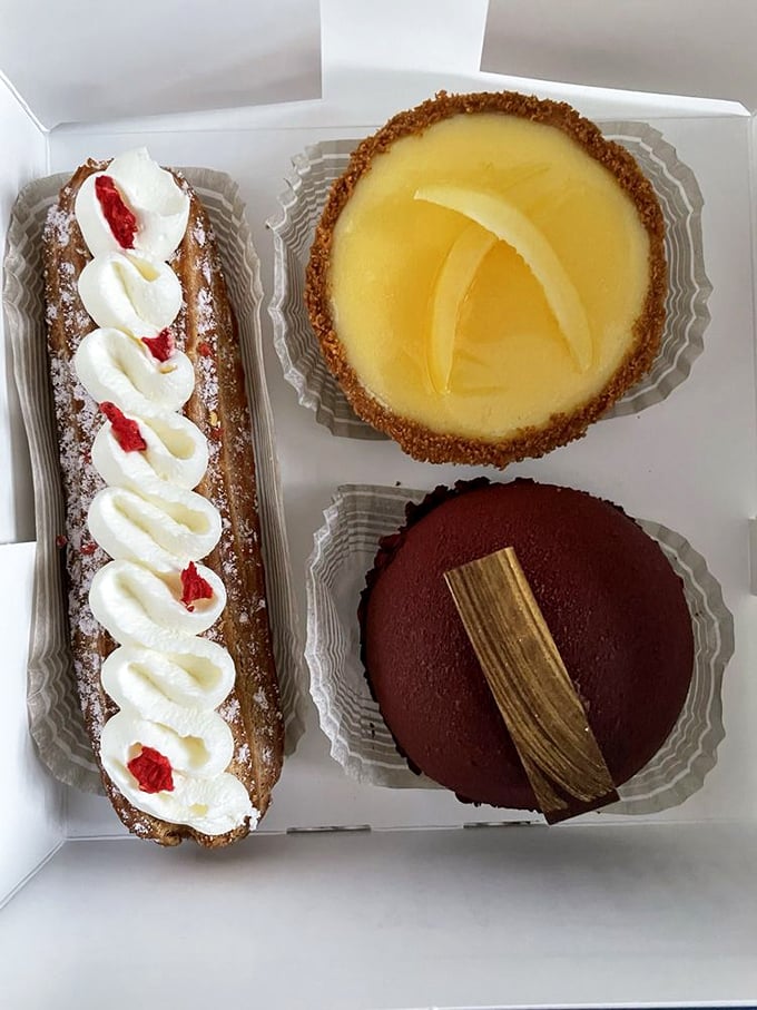 Holy trinity of desserts! This plate is like The Avengers of pastries – individually amazing, unstoppable together.