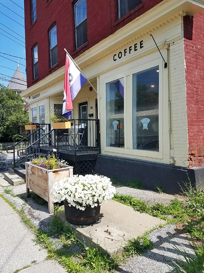 Coffee and carbs, the dynamic duo: Bohemian Bakery's porch is the perfect stage for your next great sandwich adventure.