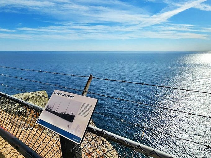 "You are here," the sign says, but your mind's already sailing away on Lake Superior's endless blue horizon.