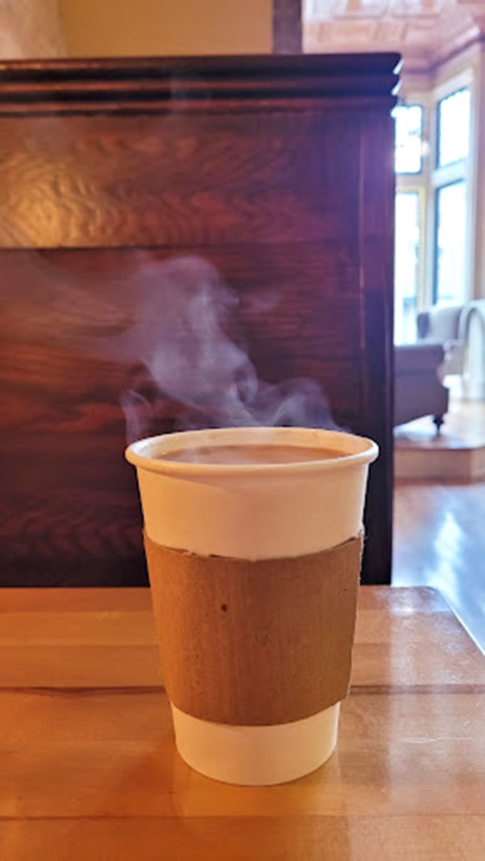 Steam rising from a fresh brew – it's like watching the morning fog lift over a Minnesota lake, but tastier.