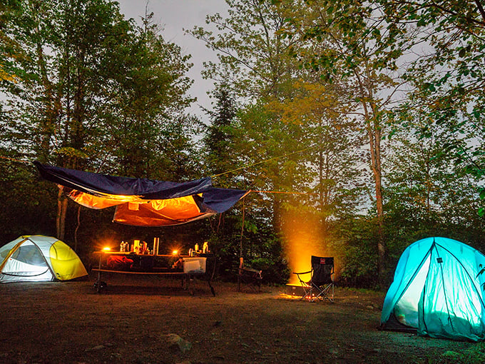 Camping goes glam: Twinkling lights, cozy tents, and a crackling fire. It's like "Survivor" meets "The Great British Bake Off" – minus the stress.