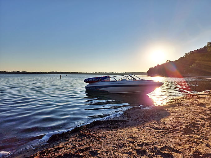 Golden hour paints the lake in warm hues. It's nature's own light show, no electricity bill required. Photo credit: Brandon H