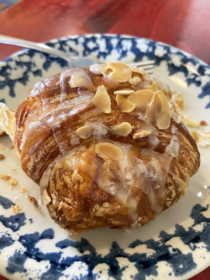 Flaky, buttery, almond-y goodness. This croissant is what breakfast dreams are made of – it's practically begging to be dunked in coffee.