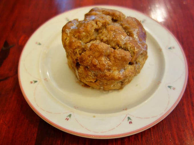 Oh, maple! This scone looks like autumn decided to take a vacation in pastry form. It's practically whispering "sweater weather" with every bite.