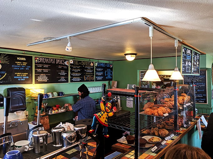 Where the magic happens! Lazy Jane's staff are like culinary wizards, conjuring up deliciousness behind that colorful counter.