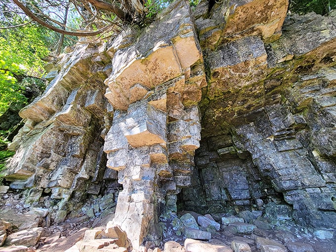 Mother Nature's abstract art gallery: These rock formations are like a geological Picasso. Who needs museums when you've got cliffs this cool?