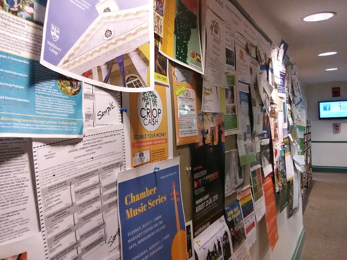 It's like Pinterest exploded on this wall! A kaleidoscope of community events that'll make your social calendar jealous.