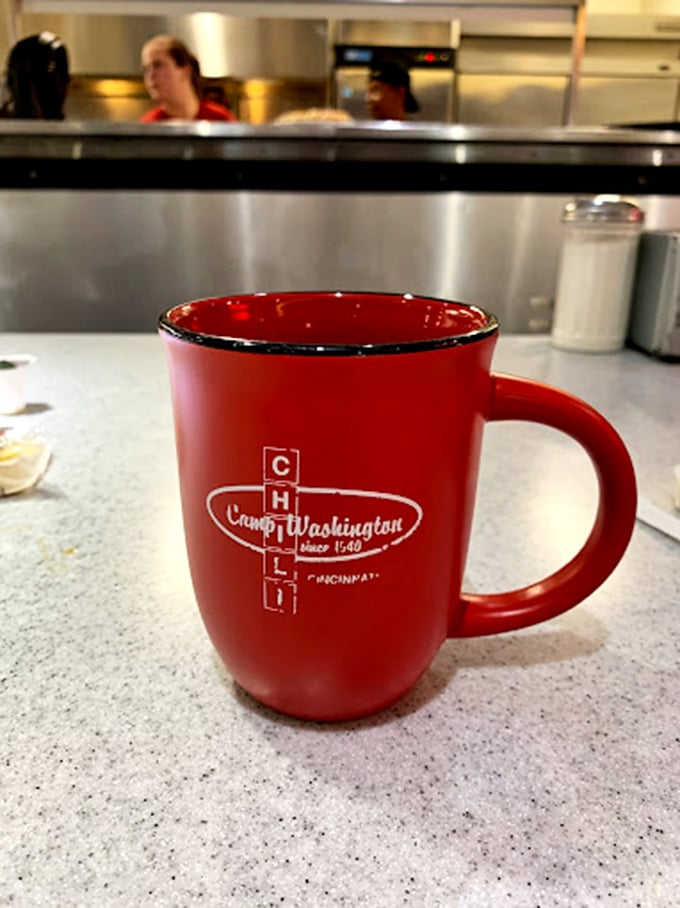 Forget pumpkin spice lattes! This classic Camp Washington mug promises a no-frills caffeine kick to jumpstart your chili adventure.