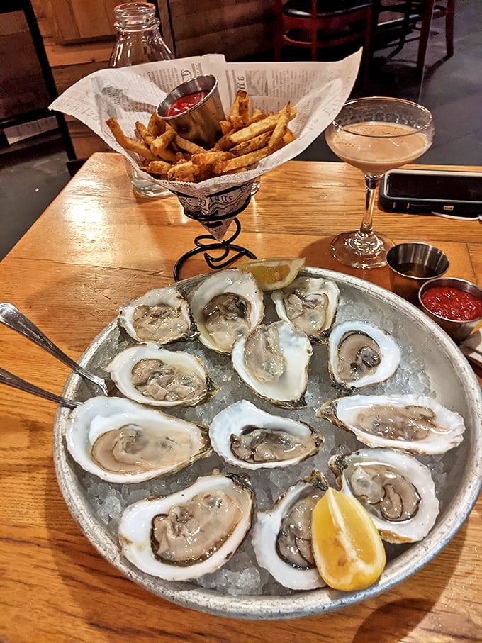 Fresh oysters on ice, looking like pearls in their half-shell crowns – nature's perfect appetizer for a Maine feast. Photo credit: Jacqueline Scarlett