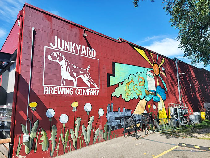 Junkyard Brewing: Where one man's trash becomes everyone's treasure. This colorful facade is a prelude to flavor explosions inside.