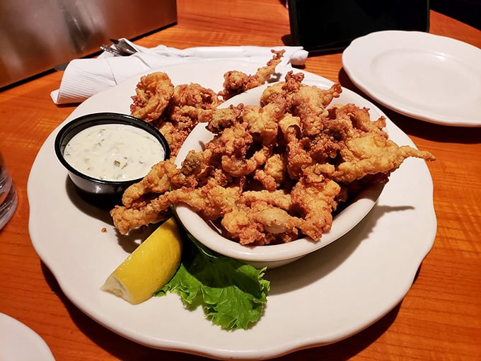 These fried whole belly clams, golden and crispy, are what seafood dreams are made of.