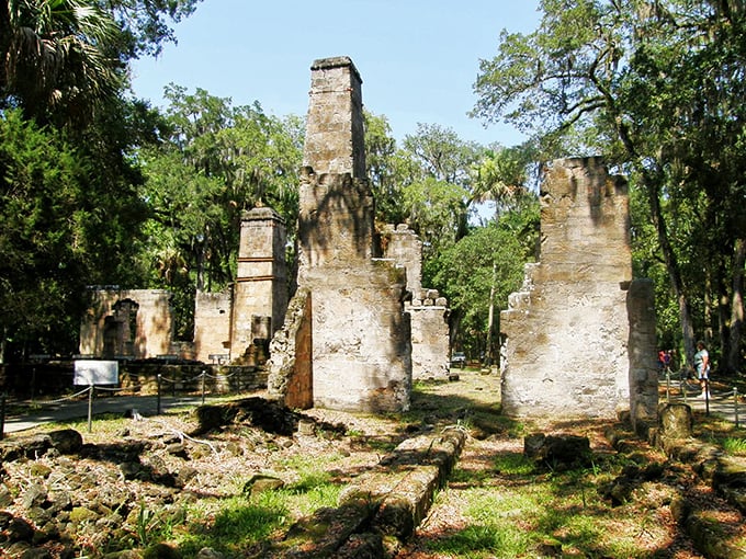 Bulow Plantation Ruins: Where nature and history play an endless game of tag. Crumbling walls whisper tales of a bygone era, while Spanish moss drapes the scene like Mother Nature's lace curtains.