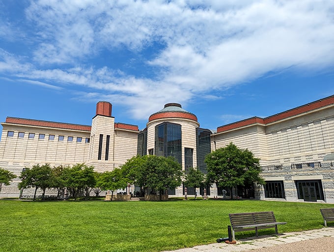 Park your wheels and stretch your legs in a building that's part museum, part time-travel device.