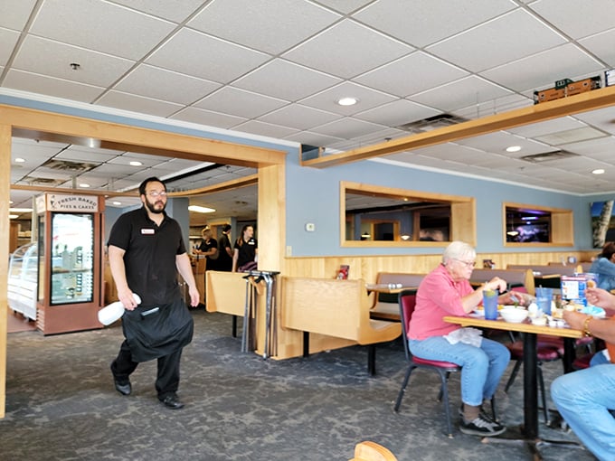 Step inside and breathe in that classic diner aroma. It's like a warm hug for your nose, promising hearty meals and friendly faces. Is that pie I smell?