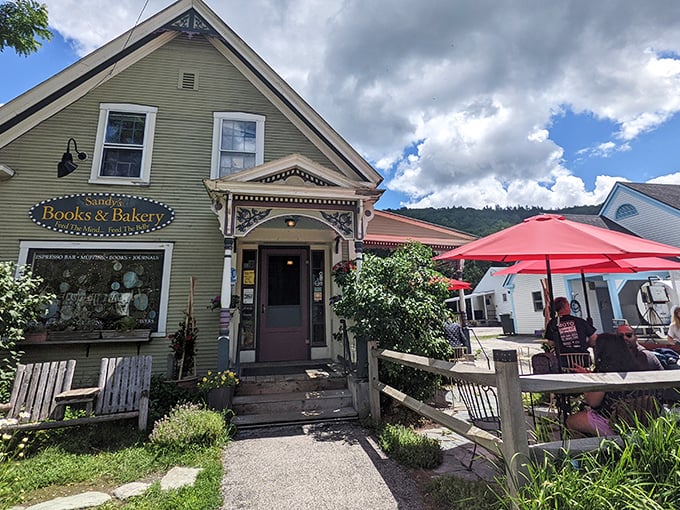 A literary oasis with a side of carbs! Sandy's Books & Bakery is the Vermont farmhouse of your dreams, complete with a wraparound porch that whispers, "Stay awhile."